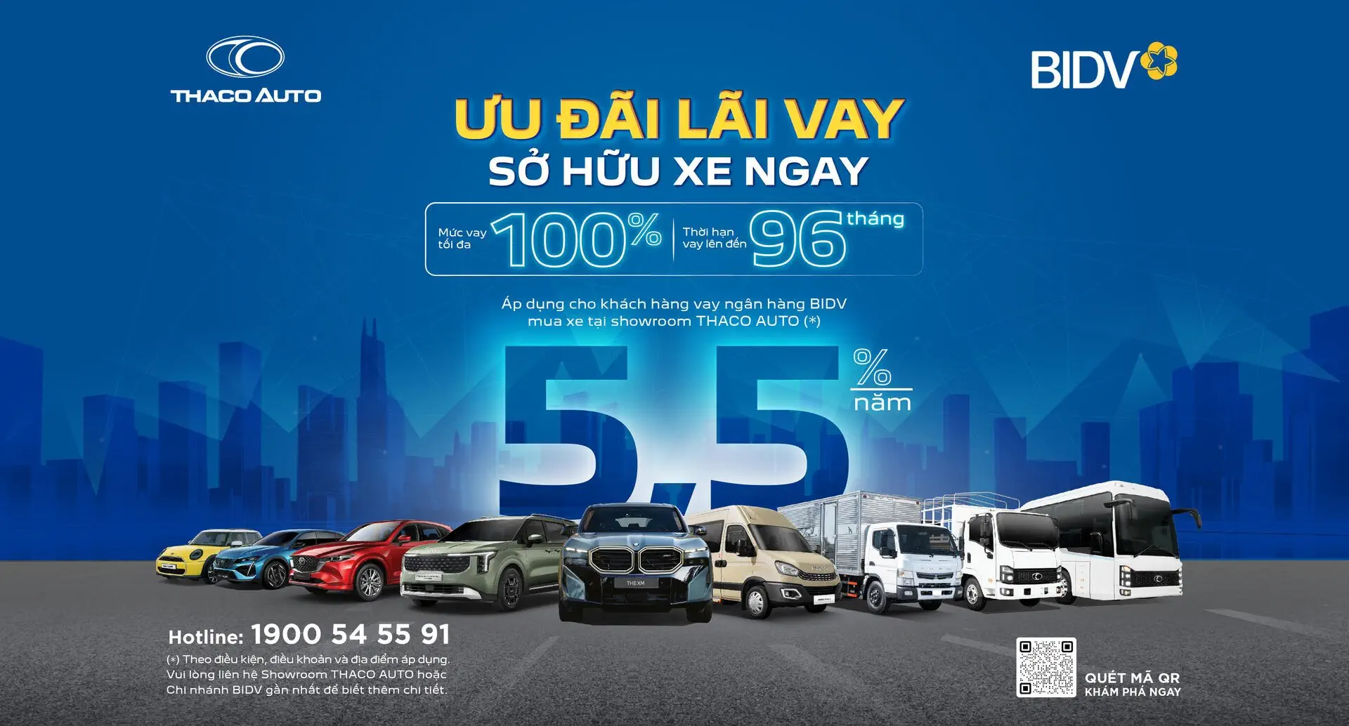 Trang chủ Chương trình Ưu đãi Bài viết THACO AUTO hợp tác BIDV triển khai gói vay mua xe ưu đãi đến 100% giá trị xe, lãi suất chỉ từ 5,5%/năm